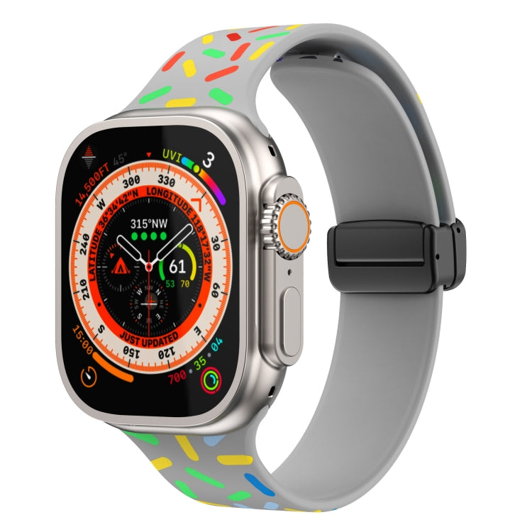 Rainbow Dots Silicone Magnetic Black Buckle Watch Band, For Apple Watch 6 44mm, For Apple Watch 5 44mm