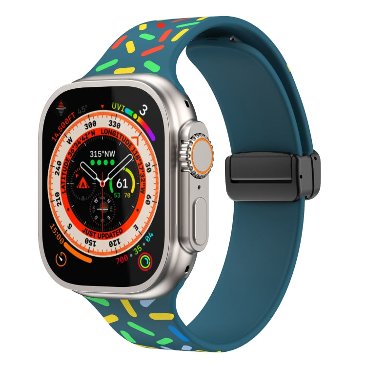 Rainbow Dots Silicone Magnetic Black Buckle Watch Band, For Apple Watch 5 40mm, For Apple Watch 4 44mm