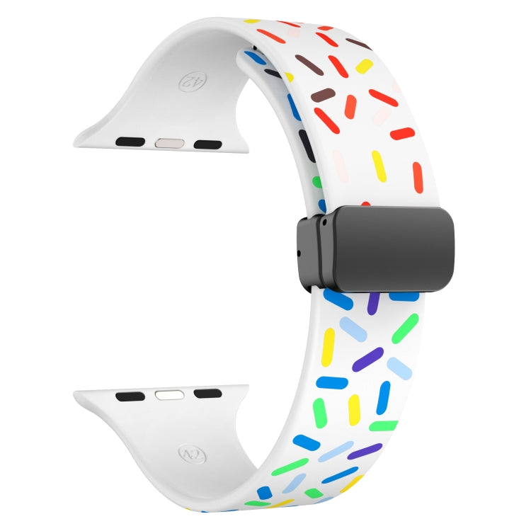 Rainbow Dots Silicone Magnetic Black Buckle Watch Band, For Apple Watch 3 42mm, For Apple Watch 2 42mm