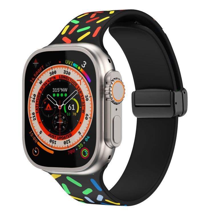 Rainbow Dots Silicone Magnetic Black Buckle Watch Band, For Apple Watch 3 42mm, For Apple Watch 2 42mm