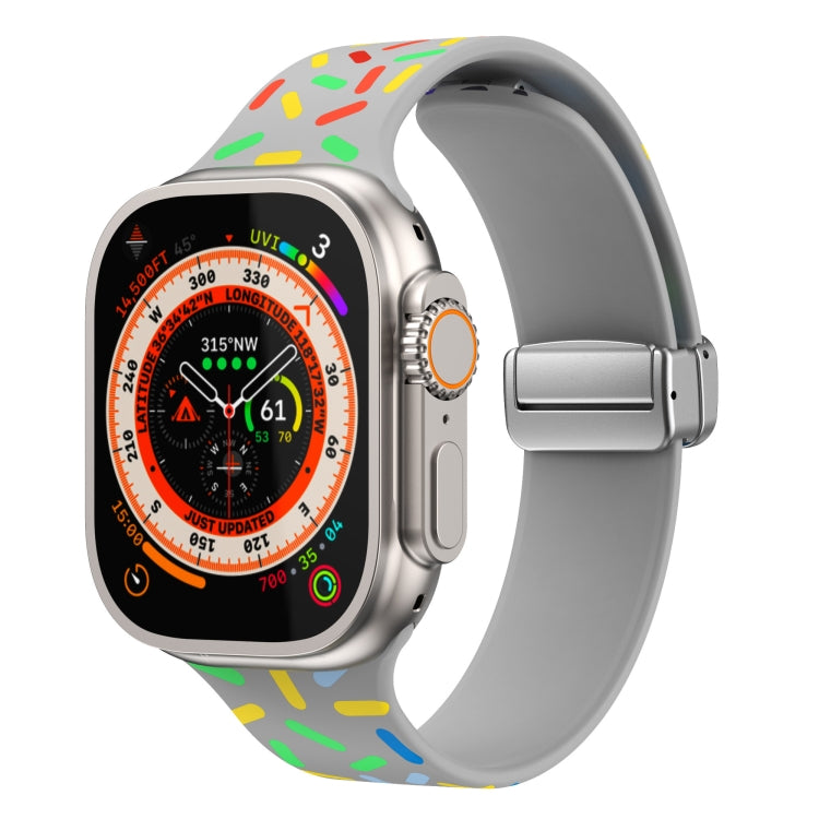 Rainbow Dots Silicone Magnetic Buckle Watch Band, For Apple Watch 8 45mm, For Apple Watch SE 2022 40mm