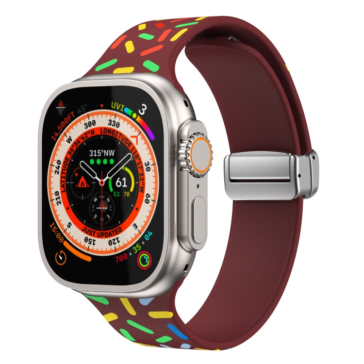 Rainbow Dots Silicone Magnetic Buckle Watch Band, For Apple Watch SE 2022 44mm, For Apple Watch 7 41mm