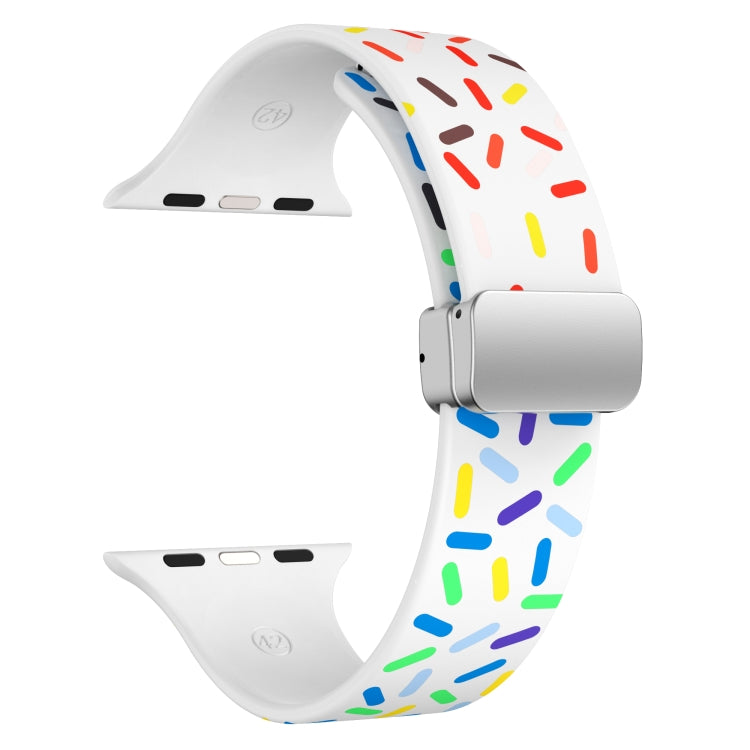 Rainbow Dots Silicone Magnetic Buckle Watch Band, For Apple Watch 7 45mm, For Apple Watch SE 40mm