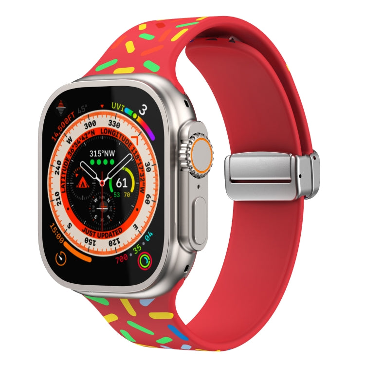 Rainbow Dots Silicone Magnetic Buckle Watch Band, For Apple Watch 7 45mm, For Apple Watch SE 40mm