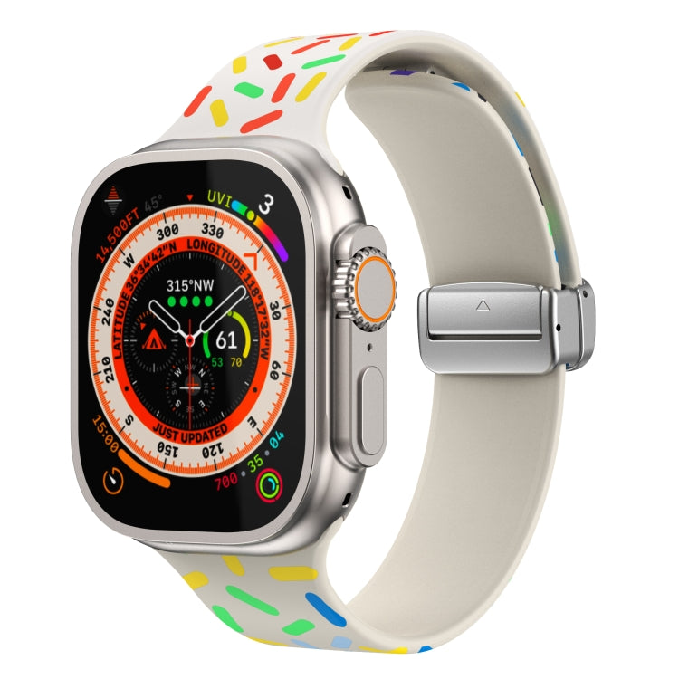 Rainbow Dots Silicone Magnetic Buckle Watch Band, For Apple Watch 6 44mm, For Apple Watch 5 44mm