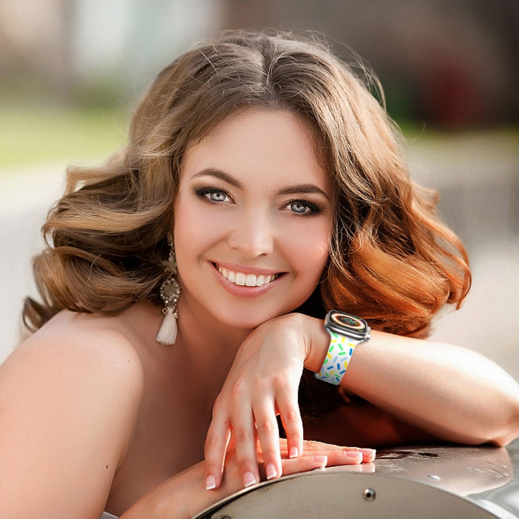 Rainbow Dots Silicone Magnetic Buckle Watch Band, For Apple Watch SE 2022 44mm, For Apple Watch 7 41mm