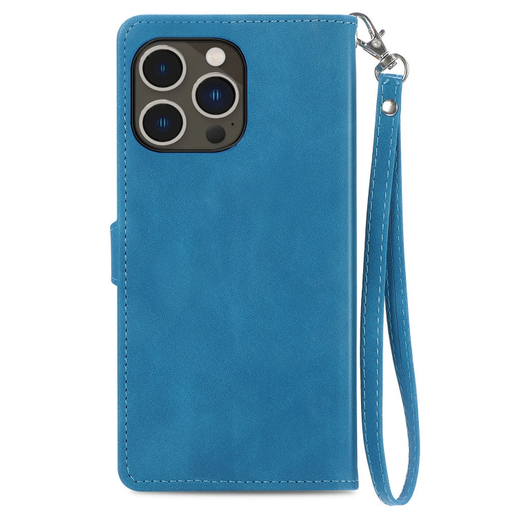 Embossed Flower Zipper Leather Phone Case, For iPhone 15 Pro Max, For iPhone 15 Pro, For iPhone 15 Plus, For iPhone 15