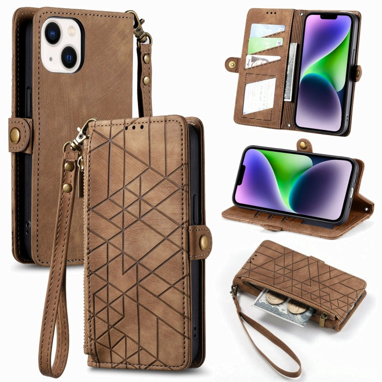 Geometric Zipper Wallet Side Buckle Leather Phone Case, For iPhone 14 Pro Max, For iPhone 13 Pro Max, For iPhone 13 Pro, For iPhone 13