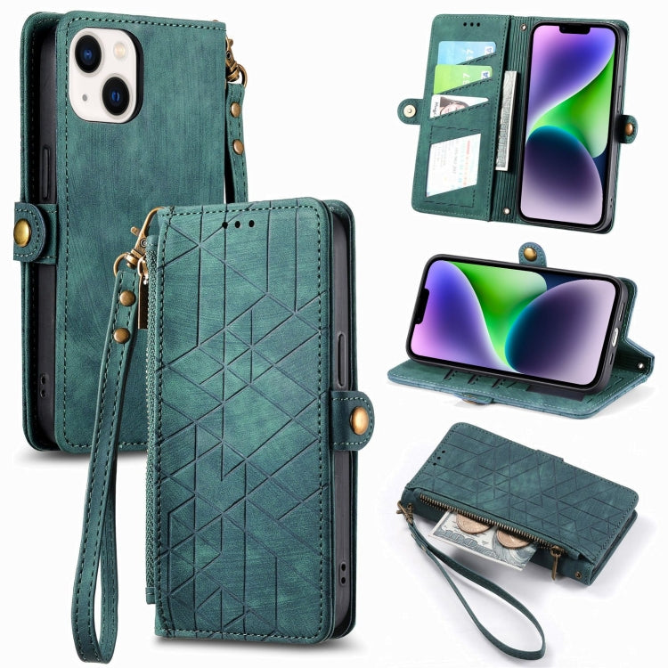 Geometric Zipper Wallet Side Buckle Leather Phone Case, For iPhone 14 Pro Max, For iPhone 13 Pro Max, For iPhone 13 Pro, For iPhone 13