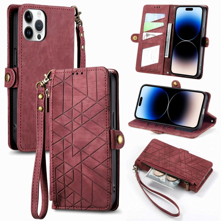 Geometric Zipper Wallet Side Buckle Leather Phone Case, For iPhone 12 Pro Max, For iPhone 12 / 12 Pro, For iPhone 11 Pro Max, For iPhone 11