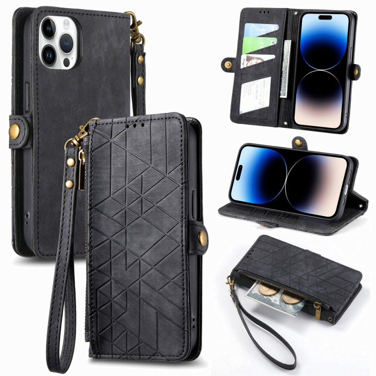Geometric Zipper Wallet Side Buckle Leather Phone Case, For iPhone 12 Pro Max, For iPhone 12 / 12 Pro, For iPhone 11 Pro Max, For iPhone 11