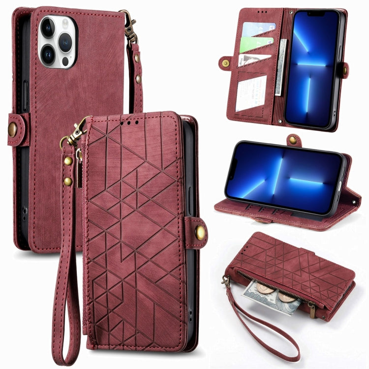 Geometric Zipper Wallet Side Buckle Leather Phone Case, For iPhone 12 Pro Max, For iPhone 12 / 12 Pro, For iPhone 11 Pro Max, For iPhone 11