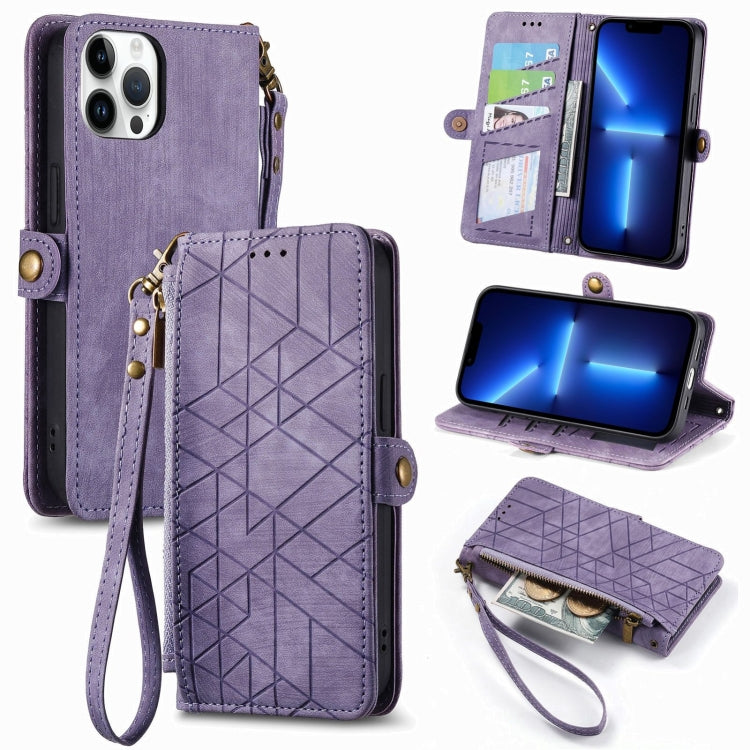 Geometric Zipper Wallet Side Buckle Leather Phone Case, For iPhone 12 Pro Max, For iPhone 12 / 12 Pro, For iPhone 11 Pro Max, For iPhone 11