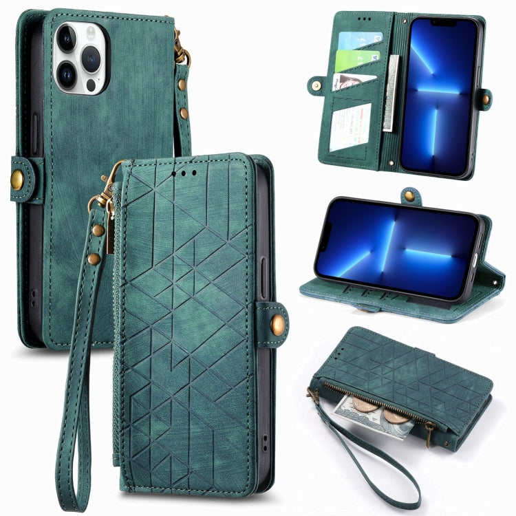 Geometric Zipper Wallet Side Buckle Leather Phone Case, For iPhone 12 Pro Max, For iPhone 12 / 12 Pro, For iPhone 11 Pro Max, For iPhone 11