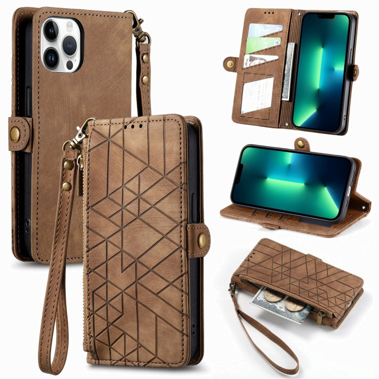 Geometric Zipper Wallet Side Buckle Leather Phone Case, For iPhone 12 Pro Max, For iPhone 12 / 12 Pro, For iPhone 11 Pro Max, For iPhone 11