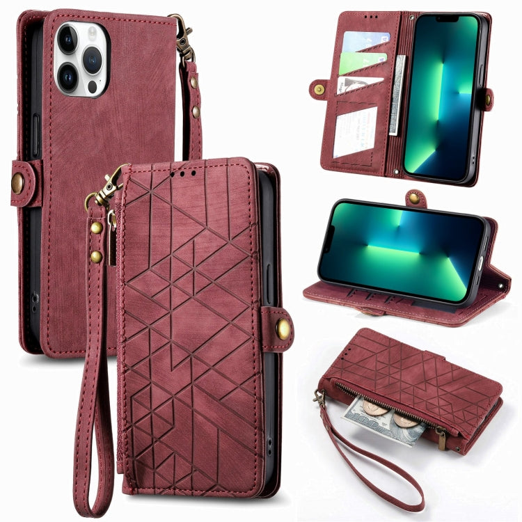 Geometric Zipper Wallet Side Buckle Leather Phone Case, For iPhone 12 Pro Max, For iPhone 12 / 12 Pro, For iPhone 11 Pro Max, For iPhone 11