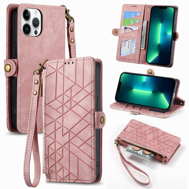 Geometric Zipper Wallet Side Buckle Leather Phone Case, For iPhone 12 Pro Max, For iPhone 12 / 12 Pro, For iPhone 11 Pro Max, For iPhone 11