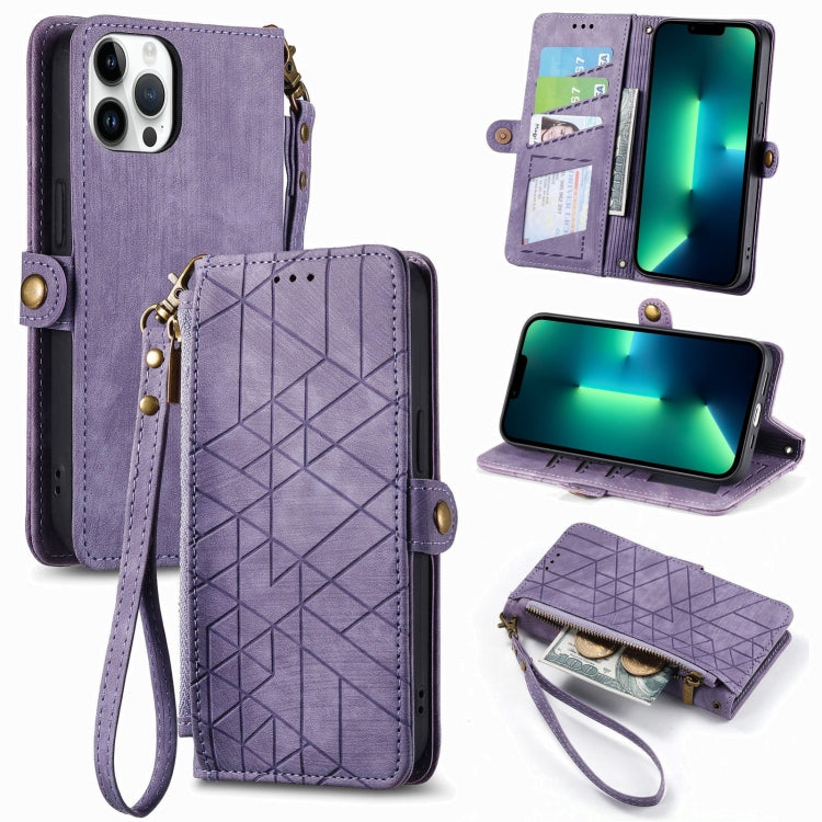 Geometric Zipper Wallet Side Buckle Leather Phone Case, For iPhone 12 Pro Max, For iPhone 12 / 12 Pro, For iPhone 11 Pro Max, For iPhone 11