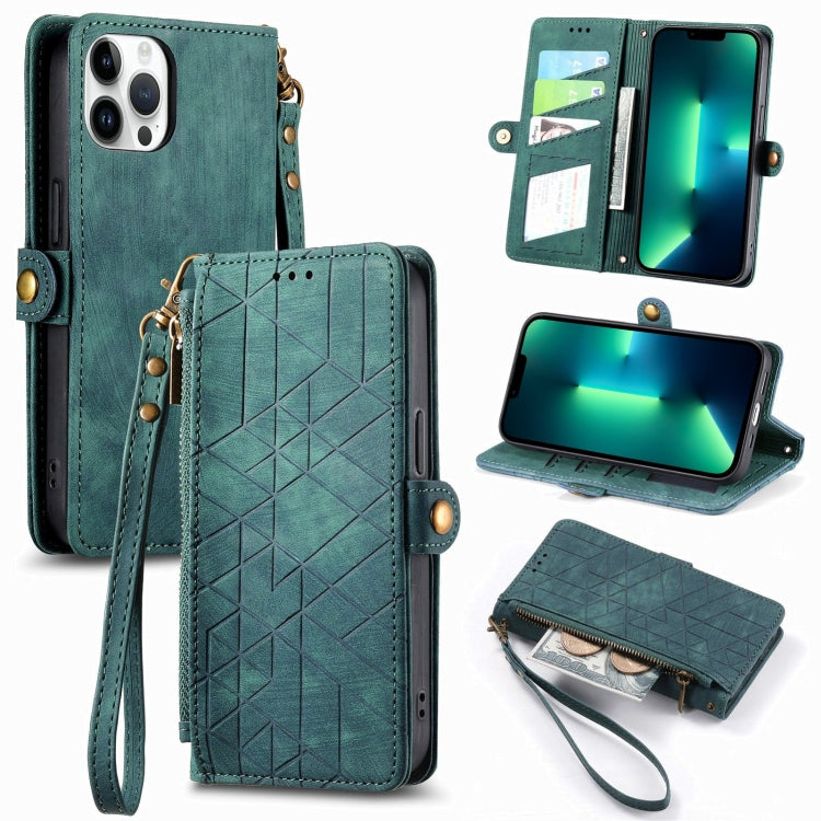 Geometric Zipper Wallet Side Buckle Leather Phone Case, For iPhone 12 Pro Max, For iPhone 12 / 12 Pro, For iPhone 11 Pro Max, For iPhone 11