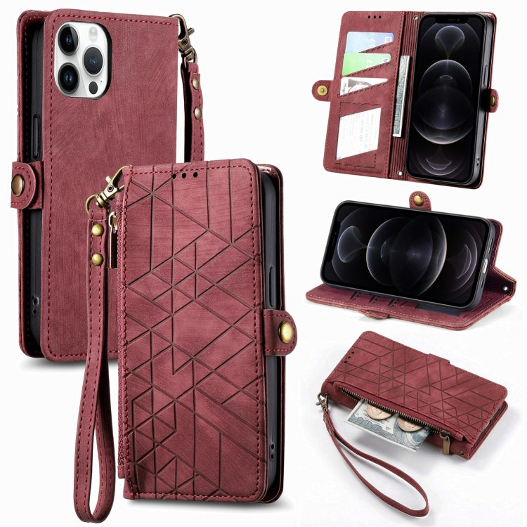 Geometric Zipper Wallet Side Buckle Leather Phone Case, For iPhone 11 Pro, For iPhone XR, For iPhone XS Max, For iPhone 7 Plus / 8 Plus