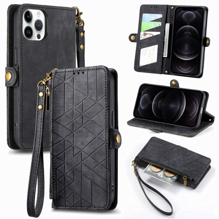 Geometric Zipper Wallet Side Buckle Leather Phone Case, For iPhone 11 Pro, For iPhone XR, For iPhone XS Max, For iPhone 7 Plus / 8 Plus