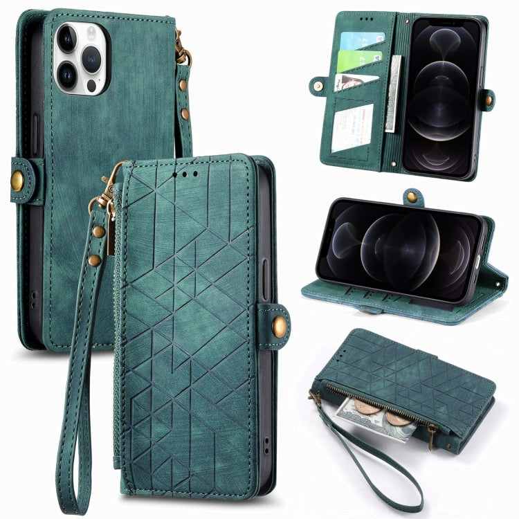 Geometric Zipper Wallet Side Buckle Leather Phone Case, For iPhone 11 Pro, For iPhone XR, For iPhone XS Max, For iPhone 7 Plus / 8 Plus