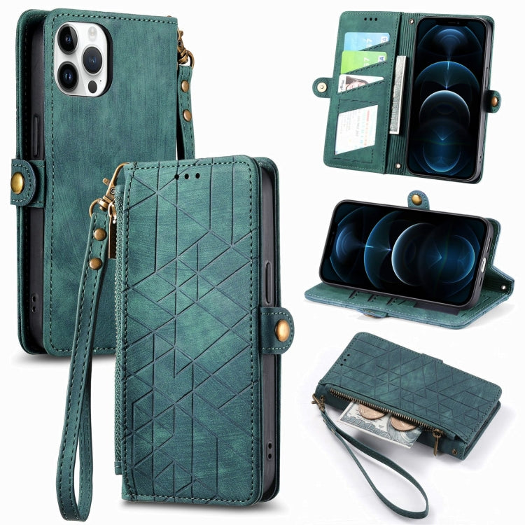 Geometric Zipper Wallet Side Buckle Leather Phone Case, For iPhone 11 Pro, For iPhone XR, For iPhone XS Max, For iPhone 7 Plus / 8 Plus