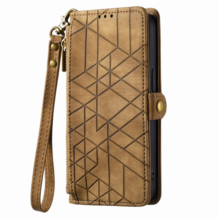 Geometric Zipper Wallet Side Buckle Leather Phone Case, For iPhone 7 / 8 / SE 2022, For iPhone X / XS, For iPhone 6 Plus / 6s Plus, For iPhone 6 / 6s