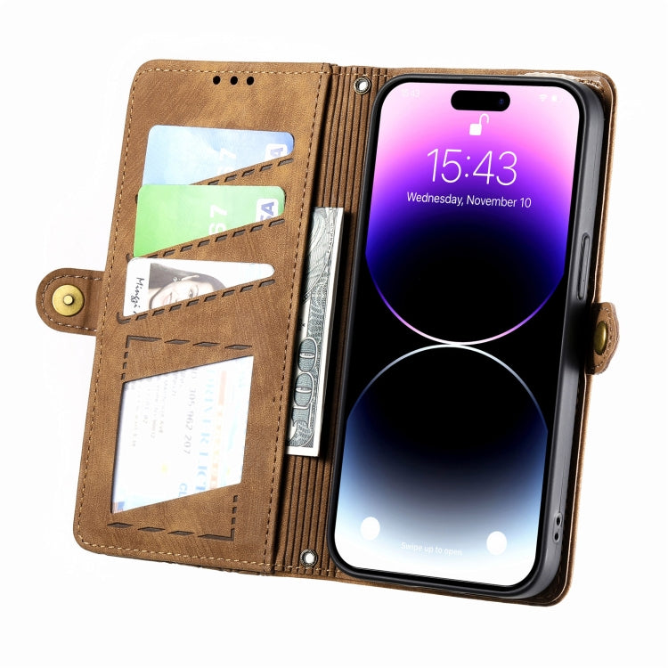 Geometric Zipper Wallet Side Buckle Leather Phone Case, For iPhone 7 / 8 / SE 2022, For iPhone X / XS, For iPhone 6 Plus / 6s Plus, For iPhone 6 / 6s