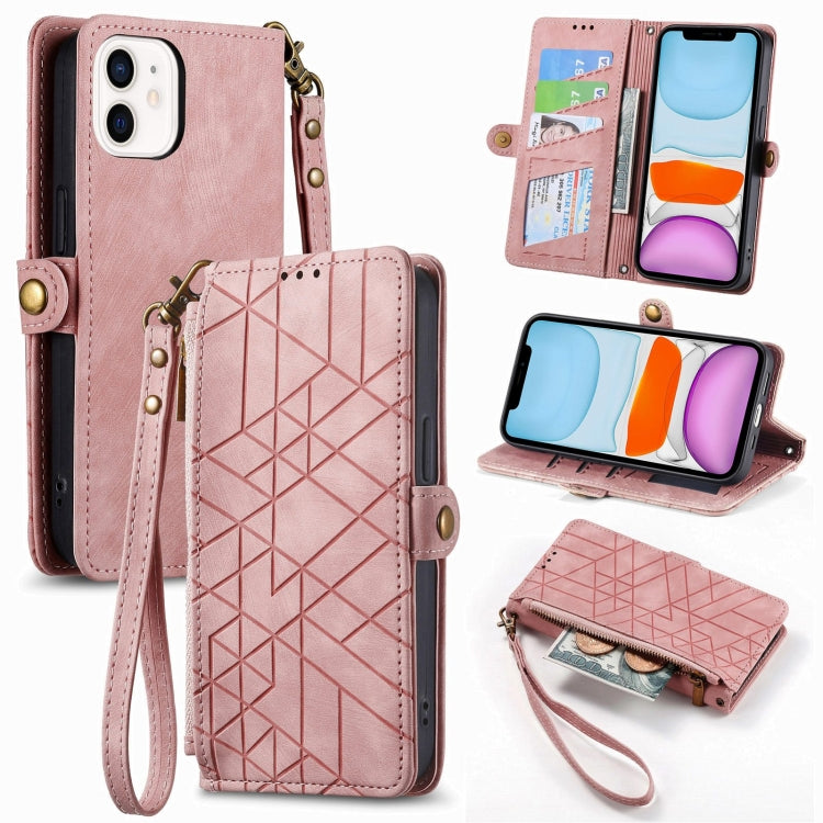 Geometric Zipper Wallet Side Buckle Leather Phone Case, For iPhone 7 / 8 / SE 2022, For iPhone X / XS, For iPhone 6 Plus / 6s Plus, For iPhone 6 / 6s