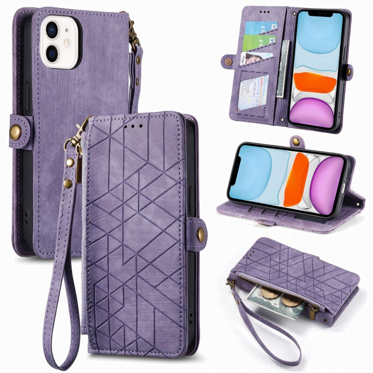 Geometric Zipper Wallet Side Buckle Leather Phone Case, For iPhone 7 / 8 / SE 2022, For iPhone X / XS, For iPhone 6 Plus / 6s Plus, For iPhone 6 / 6s