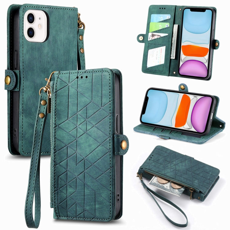 Geometric Zipper Wallet Side Buckle Leather Phone Case, For iPhone 7 / 8 / SE 2022, For iPhone X / XS, For iPhone 6 Plus / 6s Plus, For iPhone 6 / 6s