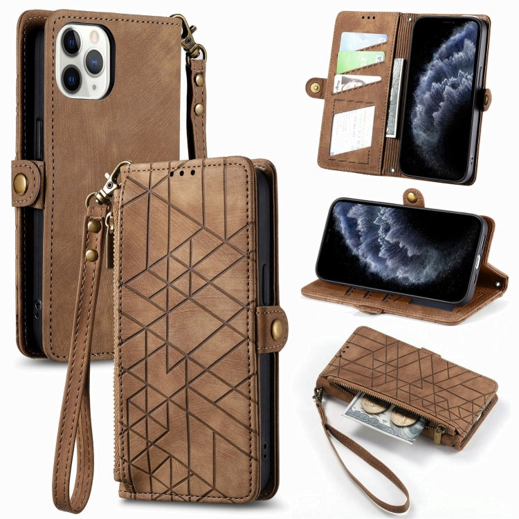 Geometric Zipper Wallet Side Buckle Leather Phone Case, For iPhone 7 / 8 / SE 2022, For iPhone X / XS, For iPhone 6 Plus / 6s Plus, For iPhone 6 / 6s