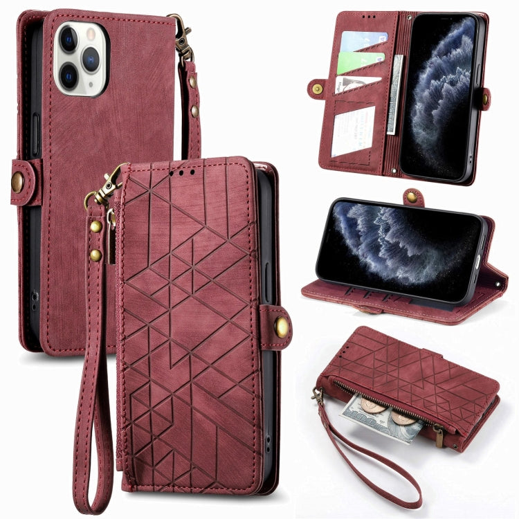 Geometric Zipper Wallet Side Buckle Leather Phone Case, For iPhone 7 / 8 / SE 2022, For iPhone X / XS, For iPhone 6 Plus / 6s Plus, For iPhone 6 / 6s