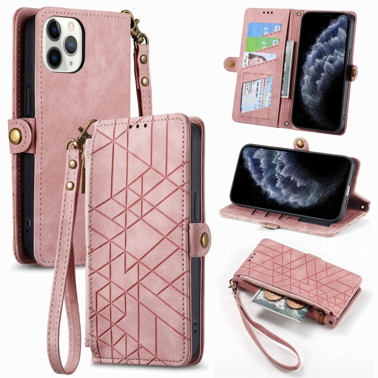 Geometric Zipper Wallet Side Buckle Leather Phone Case, For iPhone 7 / 8 / SE 2022, For iPhone X / XS, For iPhone 6 Plus / 6s Plus, For iPhone 6 / 6s