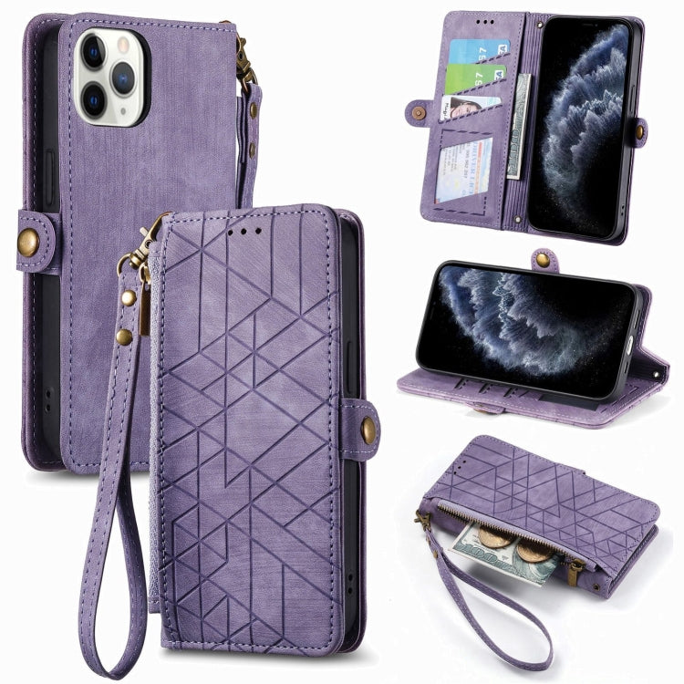 Geometric Zipper Wallet Side Buckle Leather Phone Case, For iPhone 7 / 8 / SE 2022, For iPhone X / XS, For iPhone 6 Plus / 6s Plus, For iPhone 6 / 6s