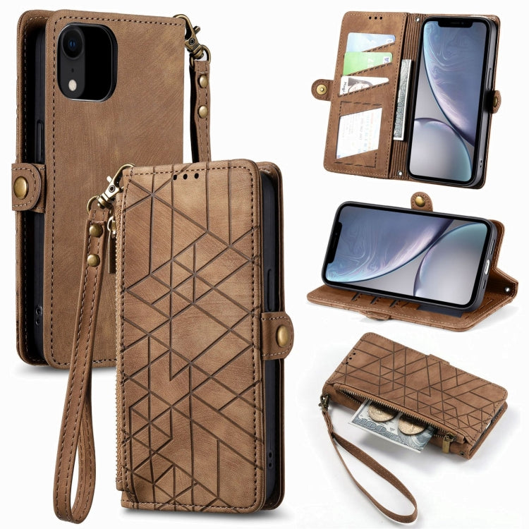 Geometric Zipper Wallet Side Buckle Leather Phone Case, For iPhone 7 / 8 / SE 2022, For iPhone X / XS, For iPhone 6 Plus / 6s Plus, For iPhone 6 / 6s
