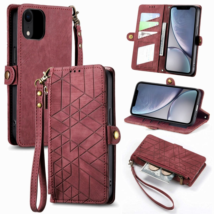 Geometric Zipper Wallet Side Buckle Leather Phone Case, For iPhone 7 / 8 / SE 2022, For iPhone X / XS, For iPhone 6 Plus / 6s Plus, For iPhone 6 / 6s