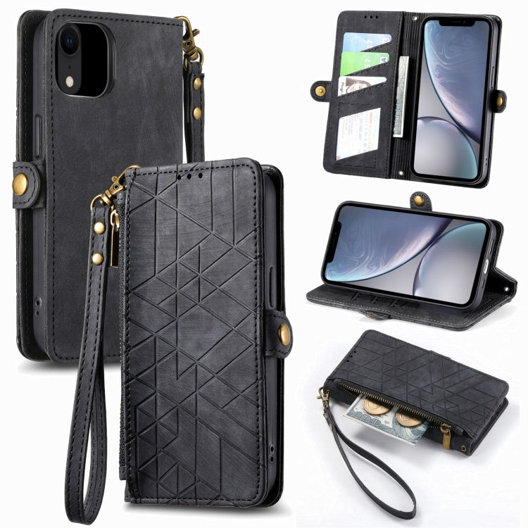Geometric Zipper Wallet Side Buckle Leather Phone Case, For iPhone 7 / 8 / SE 2022, For iPhone X / XS, For iPhone 6 Plus / 6s Plus, For iPhone 6 / 6s