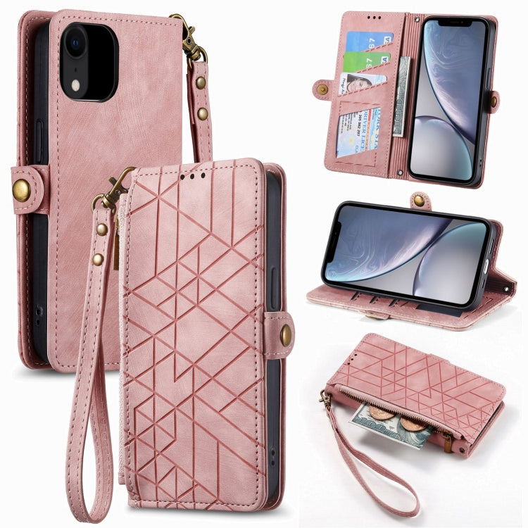 Geometric Zipper Wallet Side Buckle Leather Phone Case, For iPhone 7 / 8 / SE 2022, For iPhone X / XS, For iPhone 6 Plus / 6s Plus, For iPhone 6 / 6s