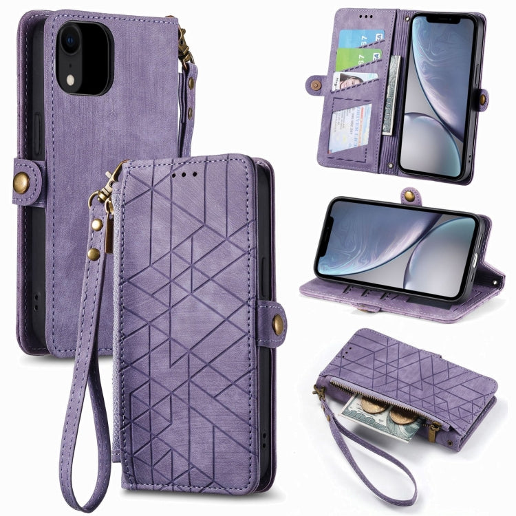 Geometric Zipper Wallet Side Buckle Leather Phone Case, For iPhone 7 / 8 / SE 2022, For iPhone X / XS, For iPhone 6 Plus / 6s Plus, For iPhone 6 / 6s