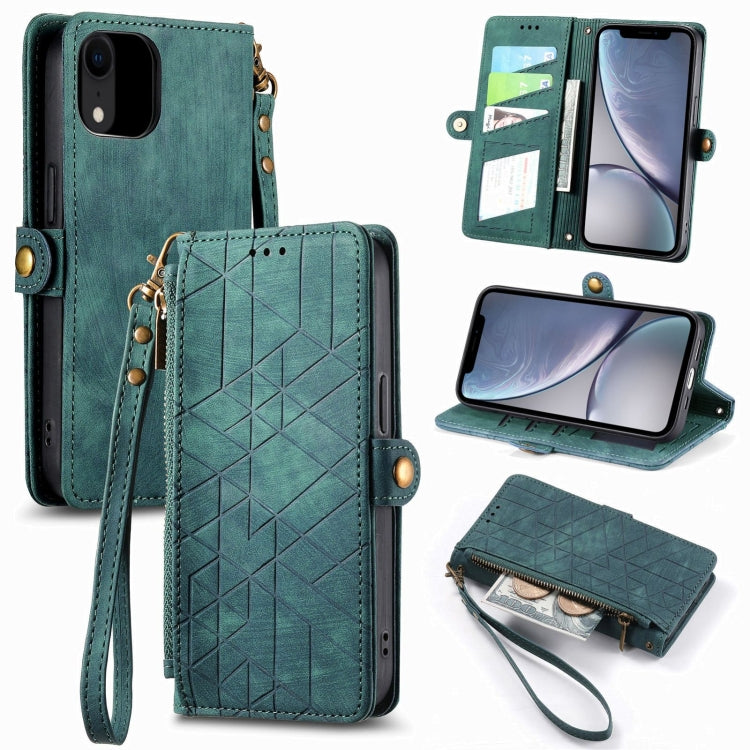 Geometric Zipper Wallet Side Buckle Leather Phone Case, For iPhone 7 / 8 / SE 2022, For iPhone X / XS, For iPhone 6 Plus / 6s Plus, For iPhone 6 / 6s