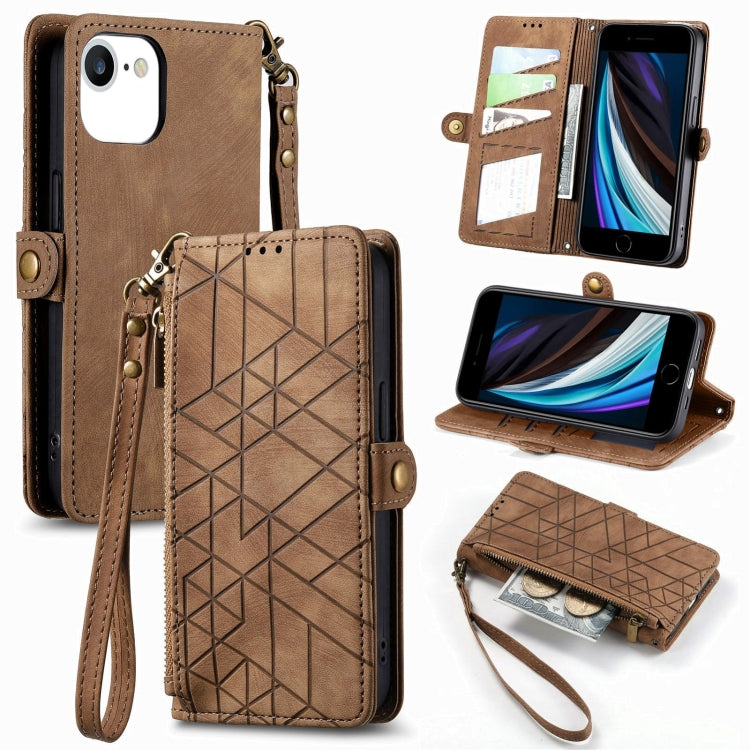 Geometric Zipper Wallet Side Buckle Leather Phone Case, For iPhone 12 Pro Max, For iPhone 12 / 12 Pro, For iPhone 11 Pro Max, For iPhone 11