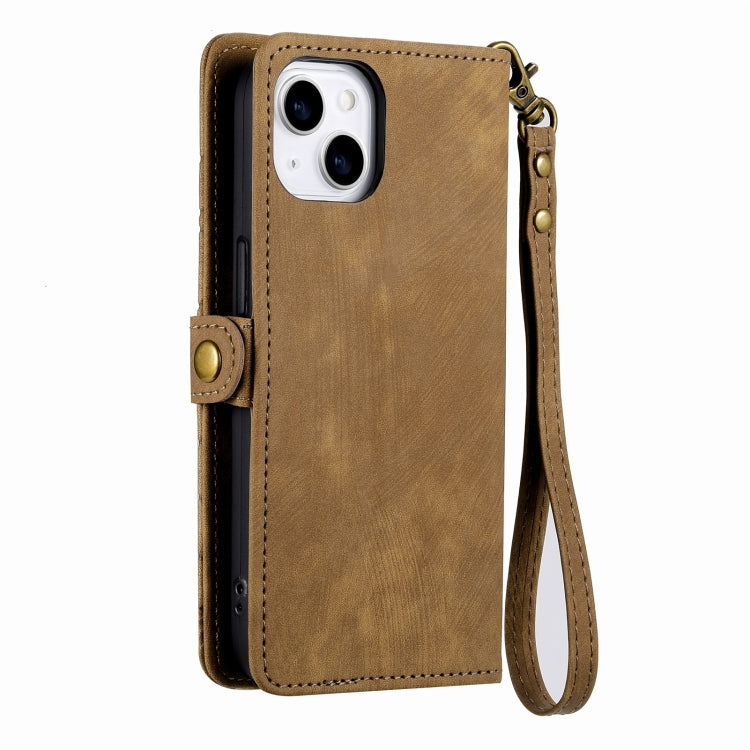 Geometric Zipper Wallet Side Buckle Leather Phone Case