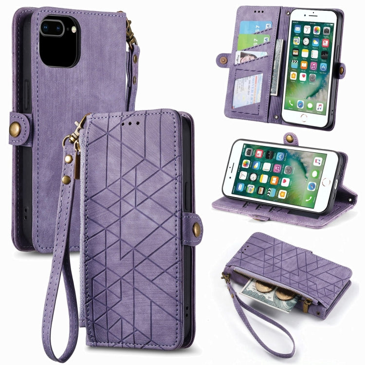Geometric Zipper Wallet Side Buckle Leather Phone Case