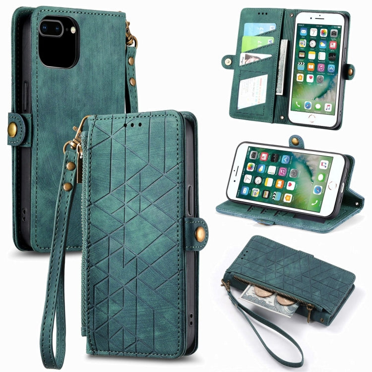 Geometric Zipper Wallet Side Buckle Leather Phone Case