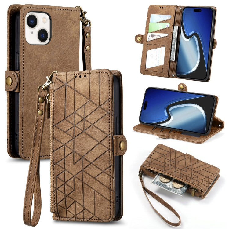 Geometric Zipper Wallet Side Buckle Leather Phone Case, For iPhone 14 Pro Max, For iPhone 13 Pro Max, For iPhone 13 Pro, For iPhone 13