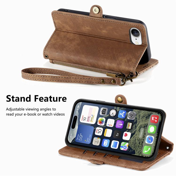 Geometric Zipper Wallet Side Buckle Leather Phone Case, For iPhone 16, For iPhone 15 Pro Max, For iPhone 15 Pro, For iPhone 15 Plus