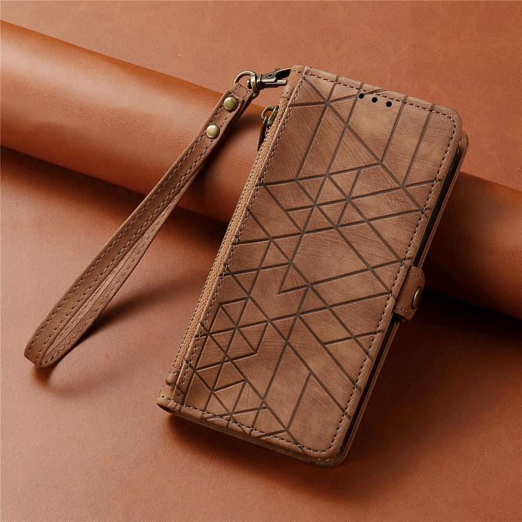 Geometric Zipper Wallet Side Buckle Leather Phone Case, For iPhone 16, For iPhone 15 Pro Max, For iPhone 15 Pro, For iPhone 15 Plus