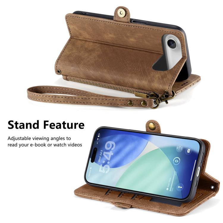 Geometric Zipper Wallet Side Buckle Leather Phone Case, For iPhone 16, For iPhone 15 Pro Max, For iPhone 15 Pro, For iPhone 15 Plus